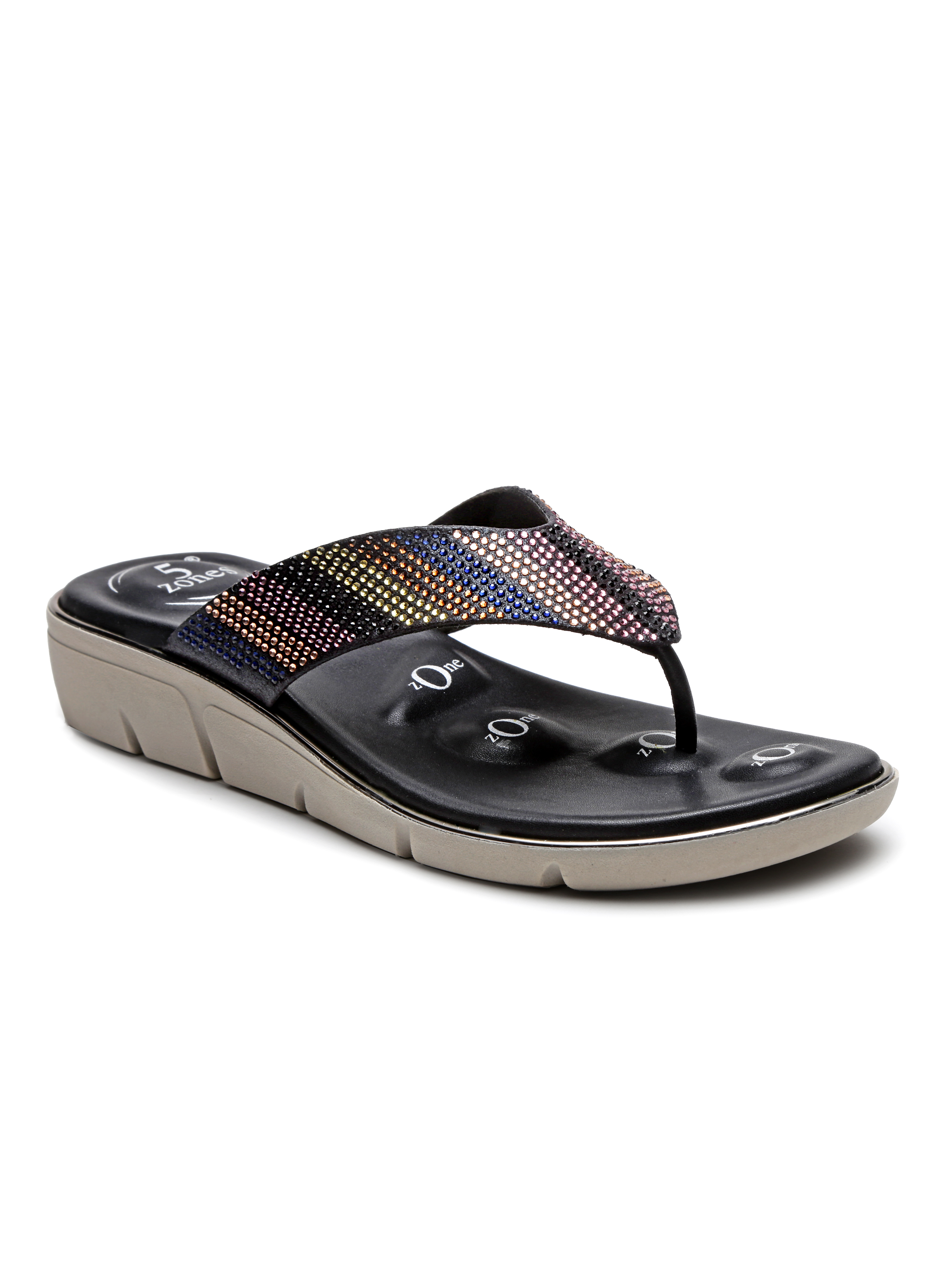 VON WELLX GERMANY comfort women's  Black Multi casual slippers ALOISIA