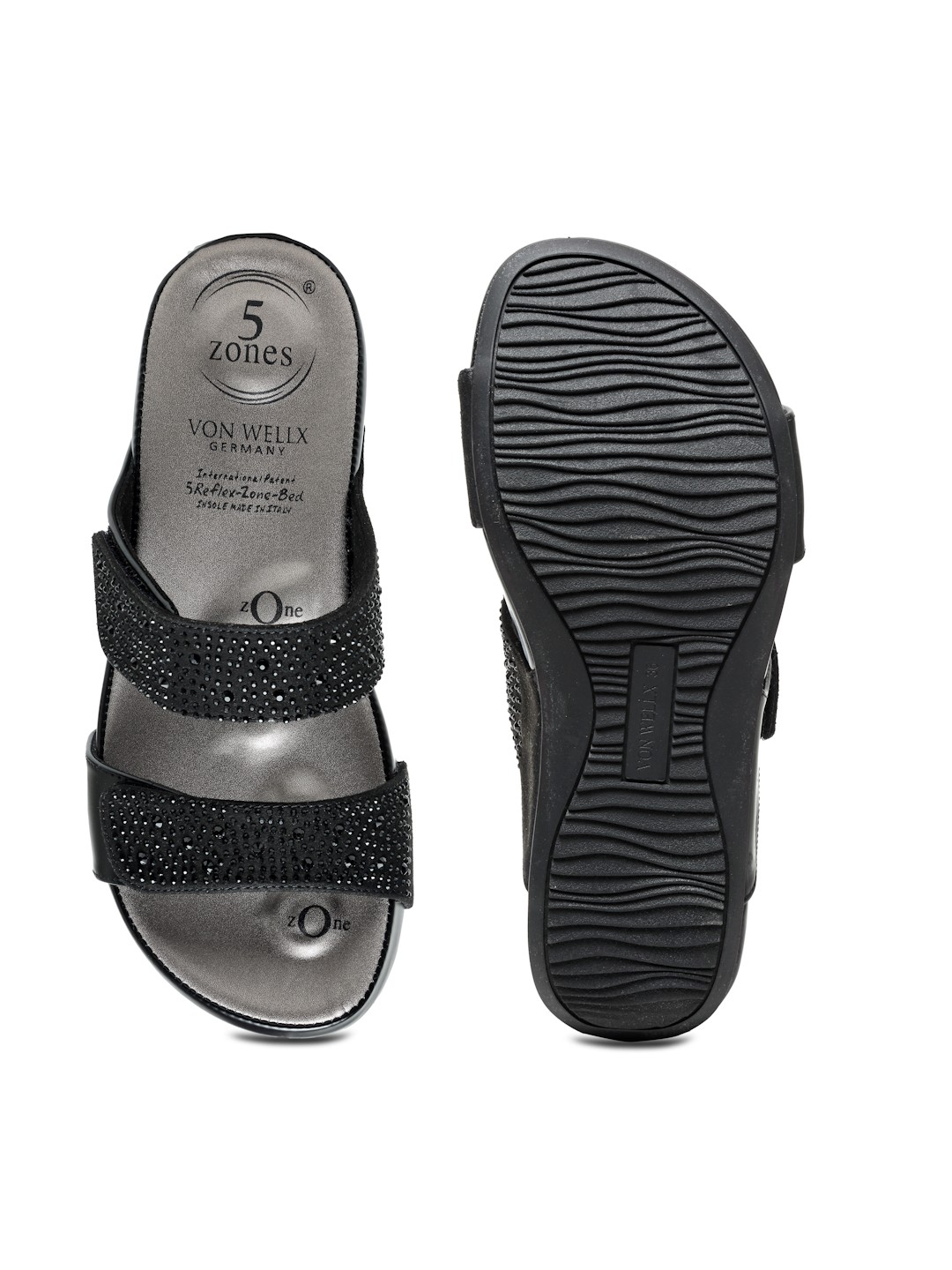 Buy VON WELLX GERMANY comfort women's black casual sandals PAULA