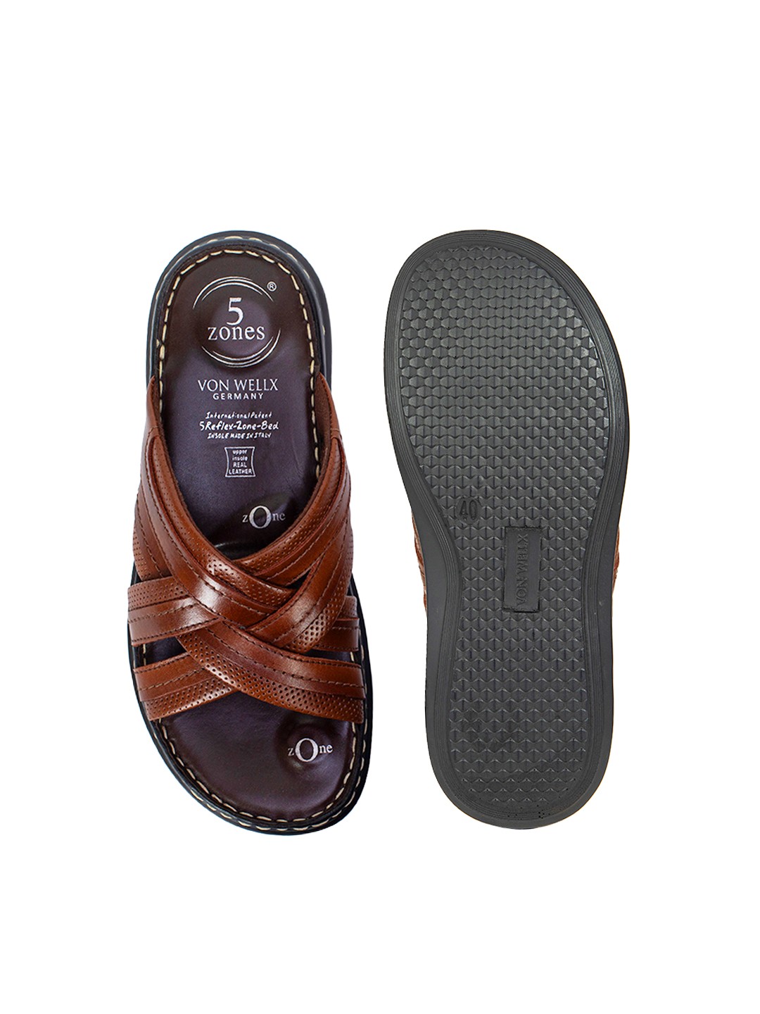 Buy VON WELLX GERMANY COMFORT BROWN RIVEL SLIPPERS